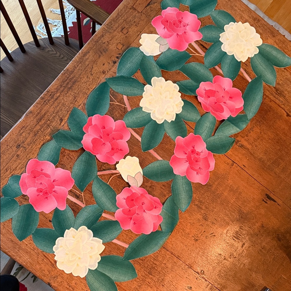 NWT Table Runner Pink & Cream Floral by OREM